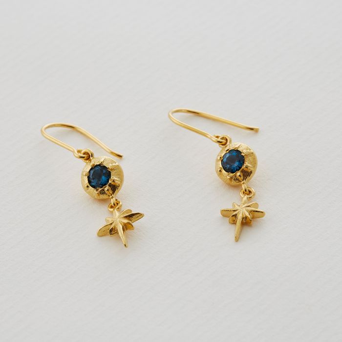 Alex Monroe - Guiding Star Blue Topaz Hook Earrings