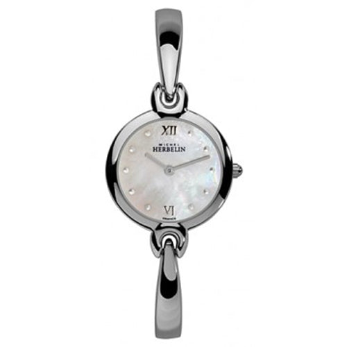 Michel Herbelin - Womens Stainless Steel Maxi Salambo Bangle Watch - Mother of Pearl Dial