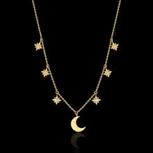 Load image into Gallery viewer, Catherine Zoraida GOLD STARRY NIGHT MOON AND STAR NECKLACE
