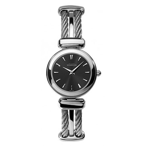 Michel Herbelin - Womens Stainless Steel Cable Watch - Black Dial