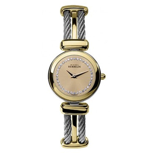 Michel Herbelin - Womens Two Tone Cable Gold Watch - Champagne Dial